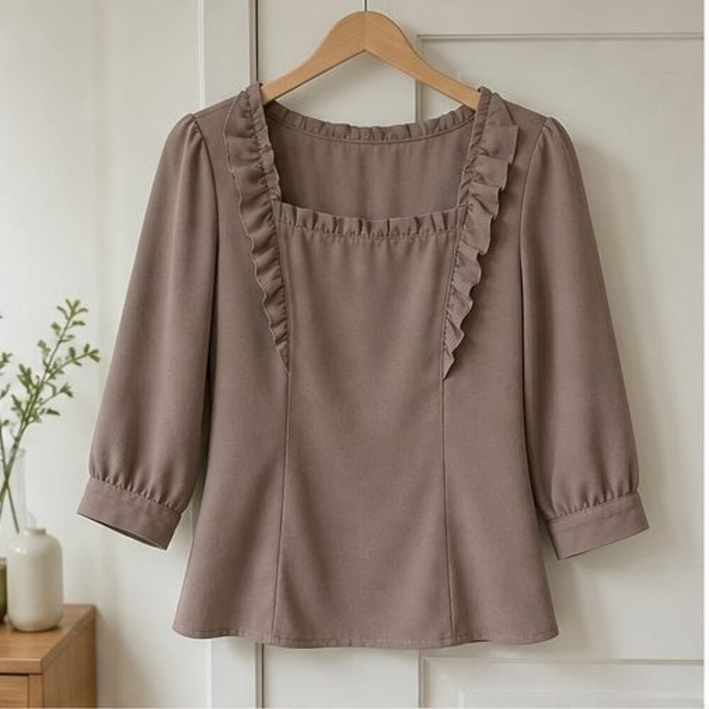 Taupe Lace Trim Top